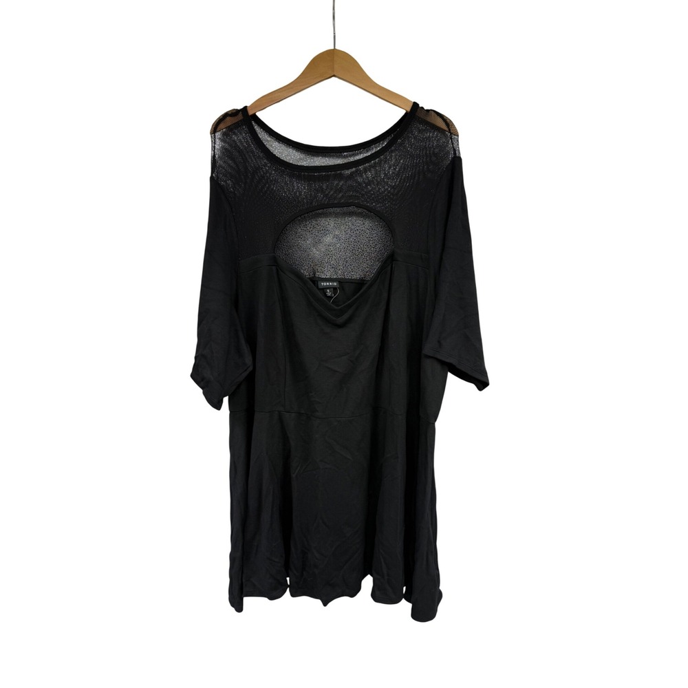 Torrid Womens Black Mesh Cutout Peplum Top Blouse Edgy Goth Plus Size 5X 5 New
